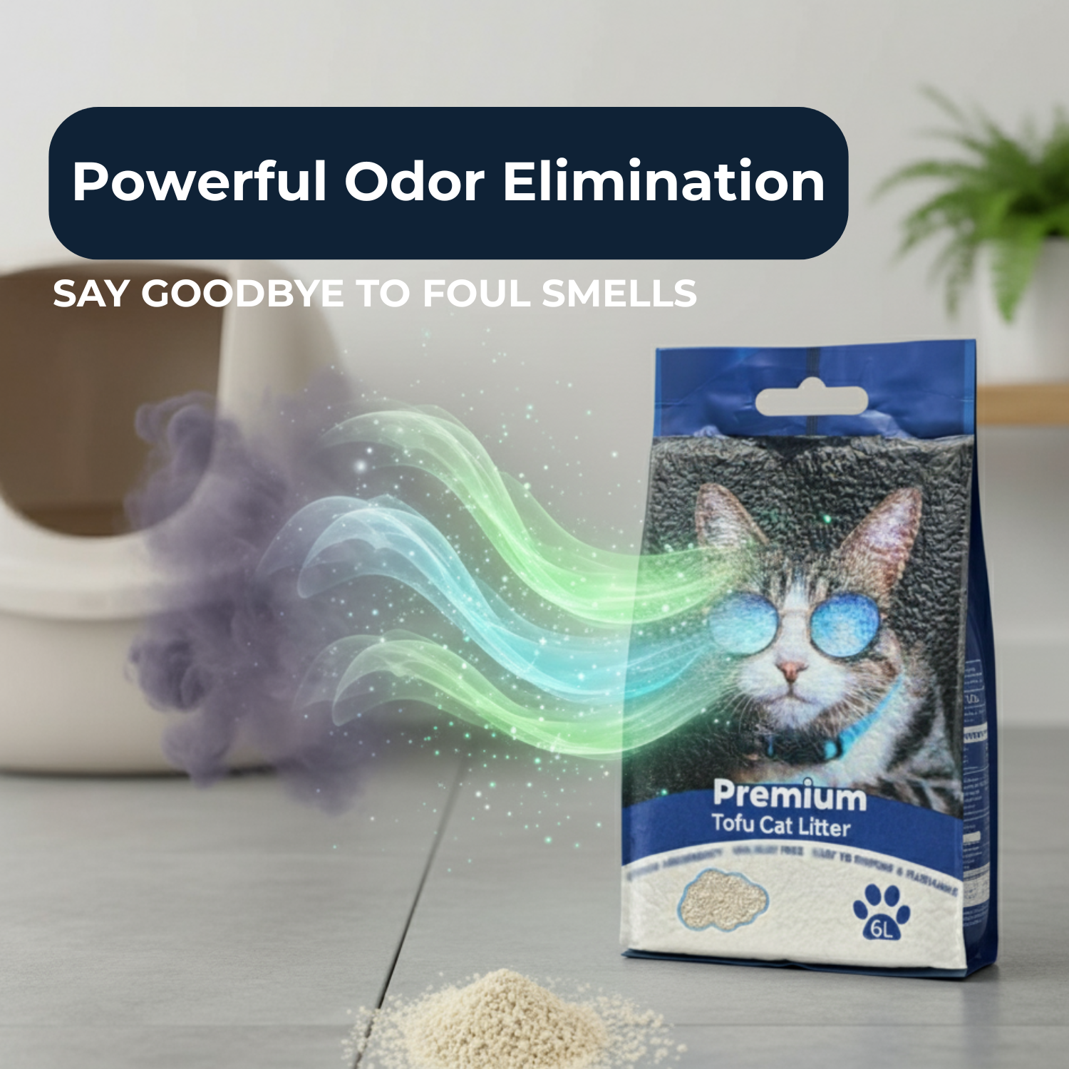 TriadCats Crushed Tofu Cat Litter with Advanced Blood Detector