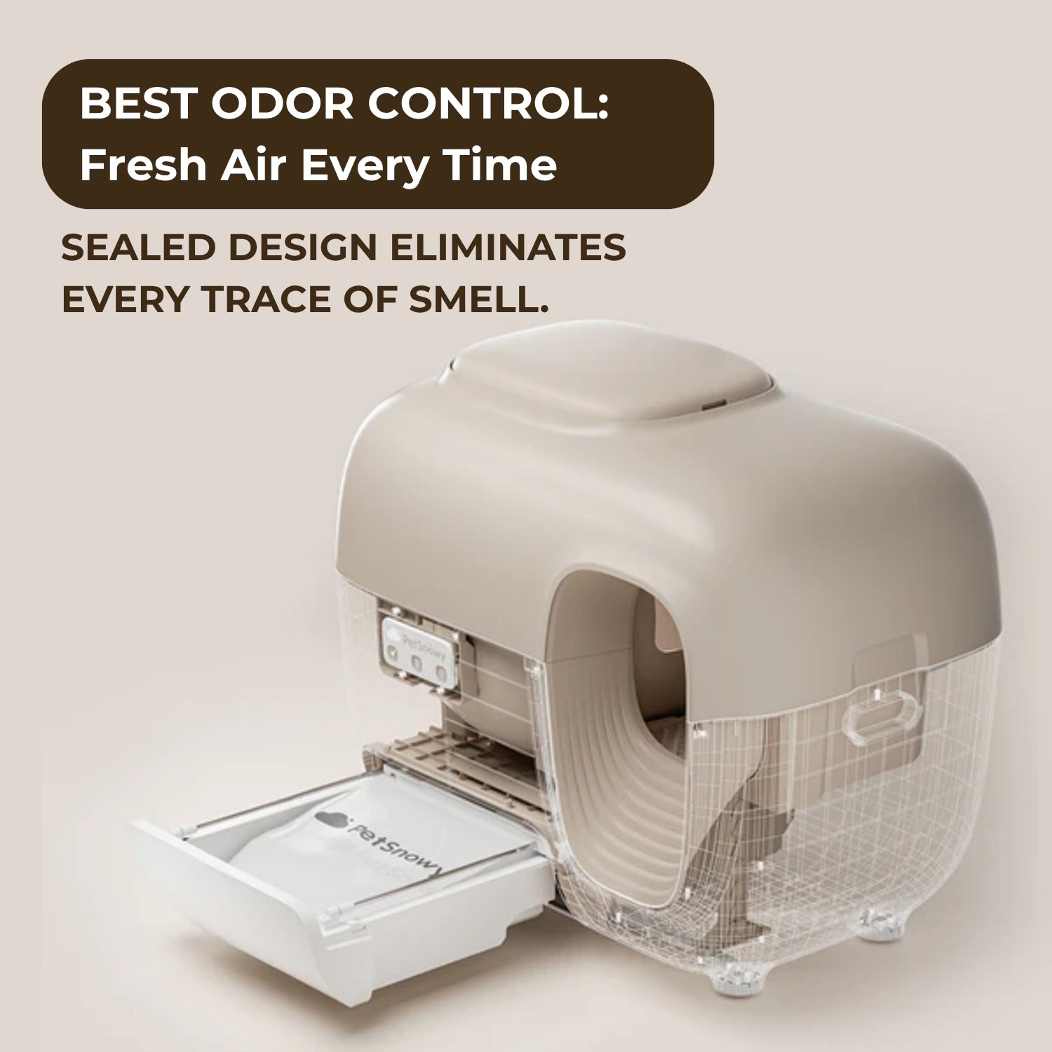 PetSnowy SNOW+ Self-Cleaning Cat Litter Box – Best Odor Control with Hands-Free Cleaning