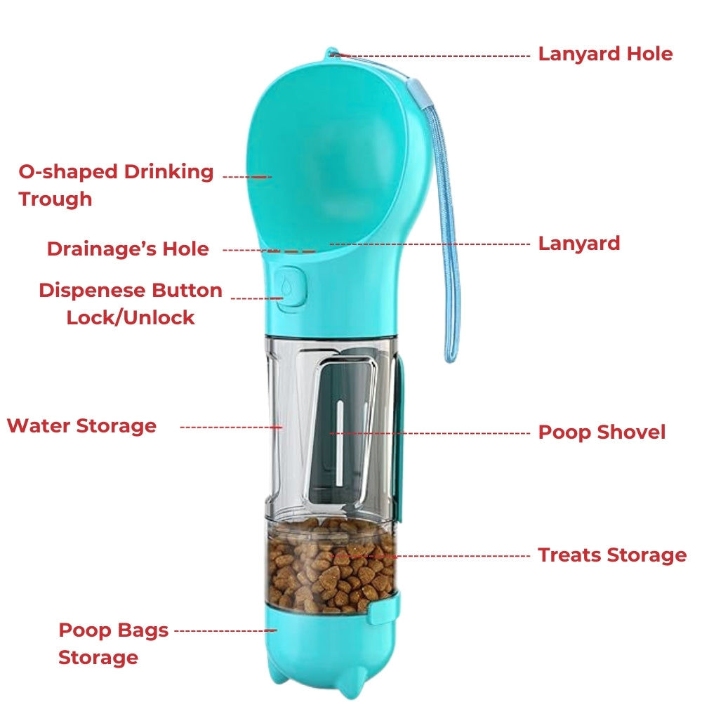 Smartpaw Portable Dog Water Bottle 5-in-1 (300ml)