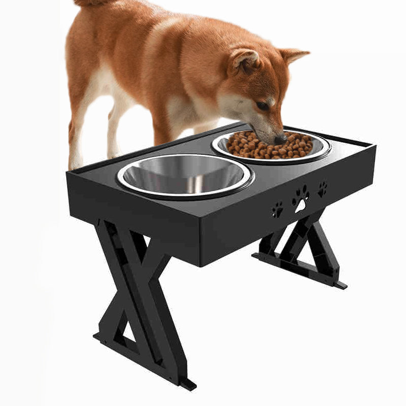 ELSPET Elevated Adjustable Pet Bowl – Stainless Steel, 3 Heights