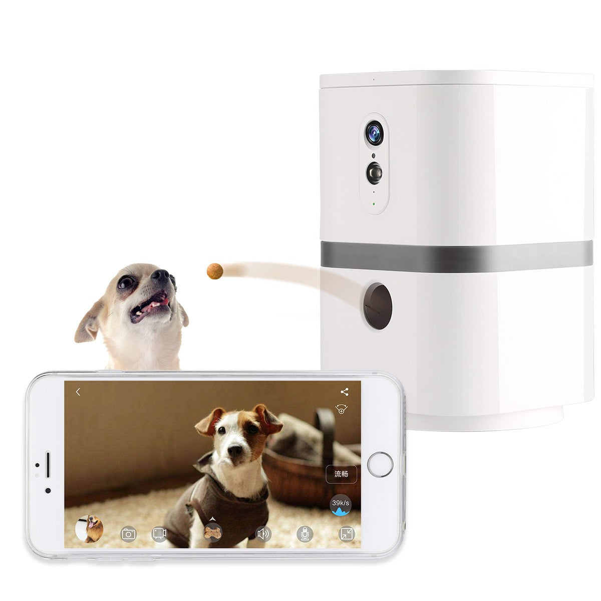 Skymee Petalk AI II Pet Camera Automatic Pet Treats Dispenser