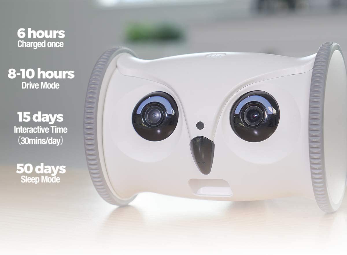 Skymee Owl Robot Pet Camera & Pet Treats Dispenser - Charging and usage time