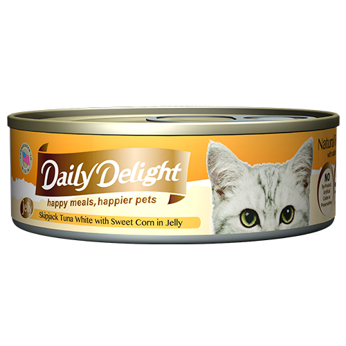 Daily Delight Canned Wet Food For Cats 80g (Jelly Range) - Skipjack Tuna White with Sweet Corn in Jelly