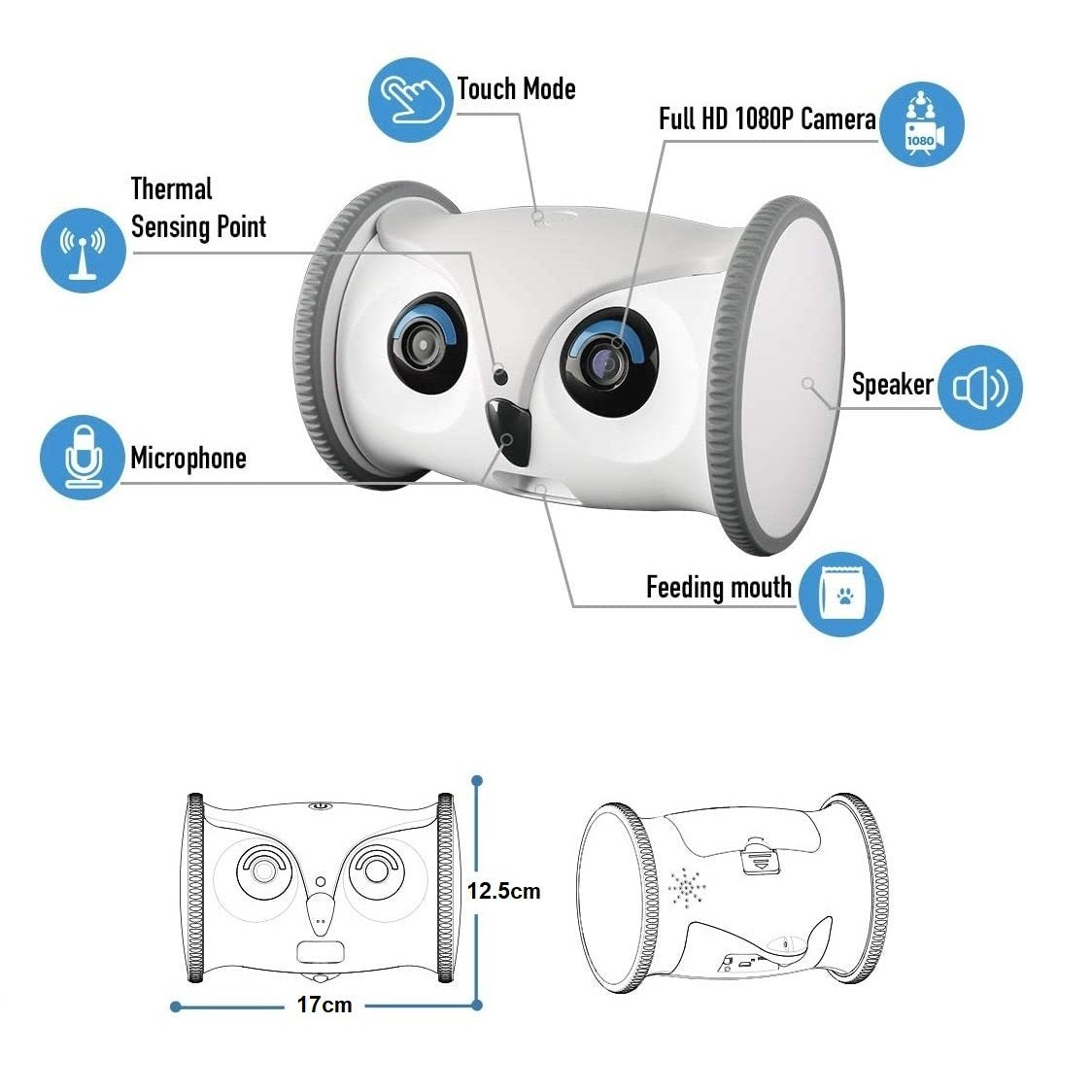 Skymee Owl Robot Pet Camera & Pet Treats Dispenser - Functions available