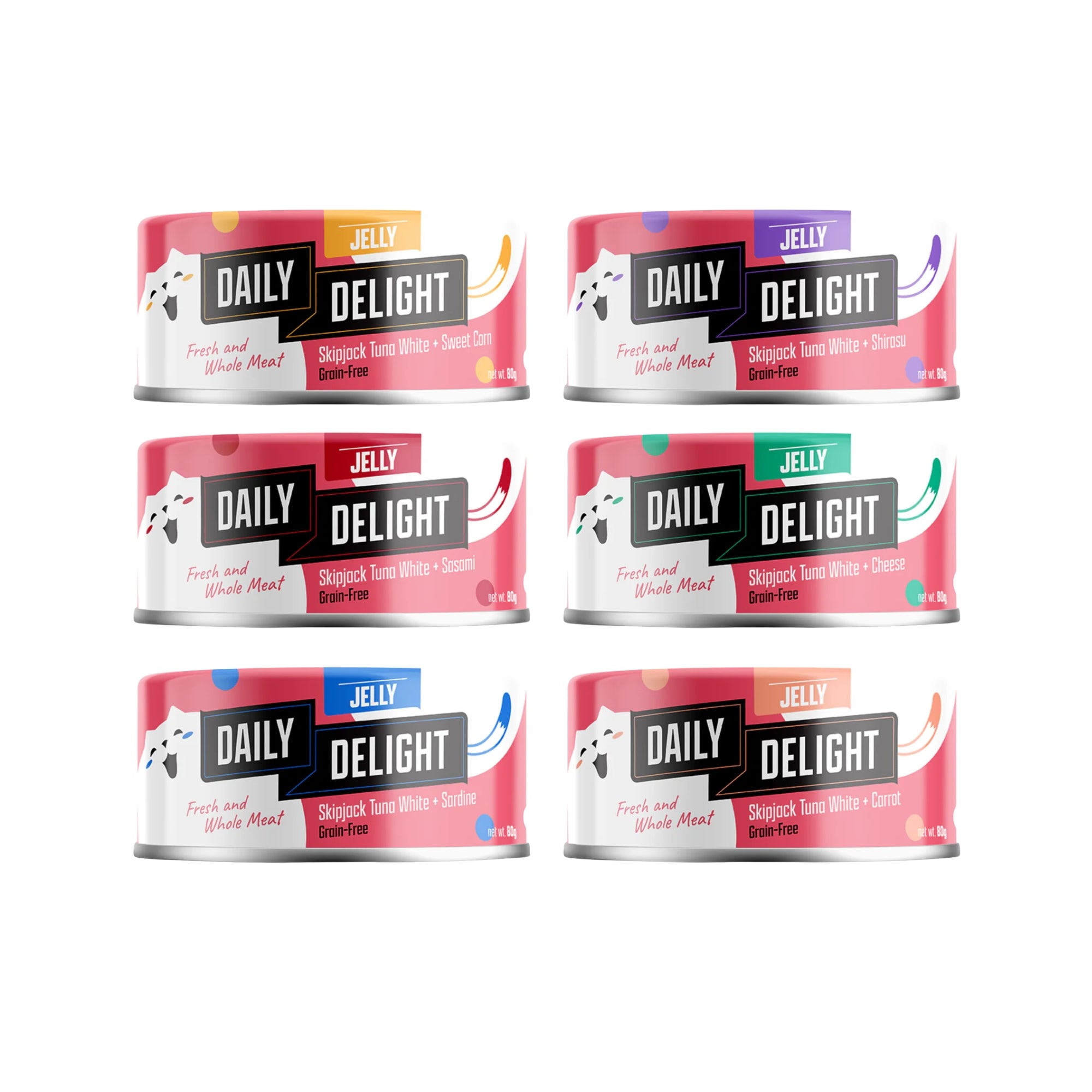 Daily Delight Canned Wet Food For Cats 80g (Jelly Range) 24-Pack Cans