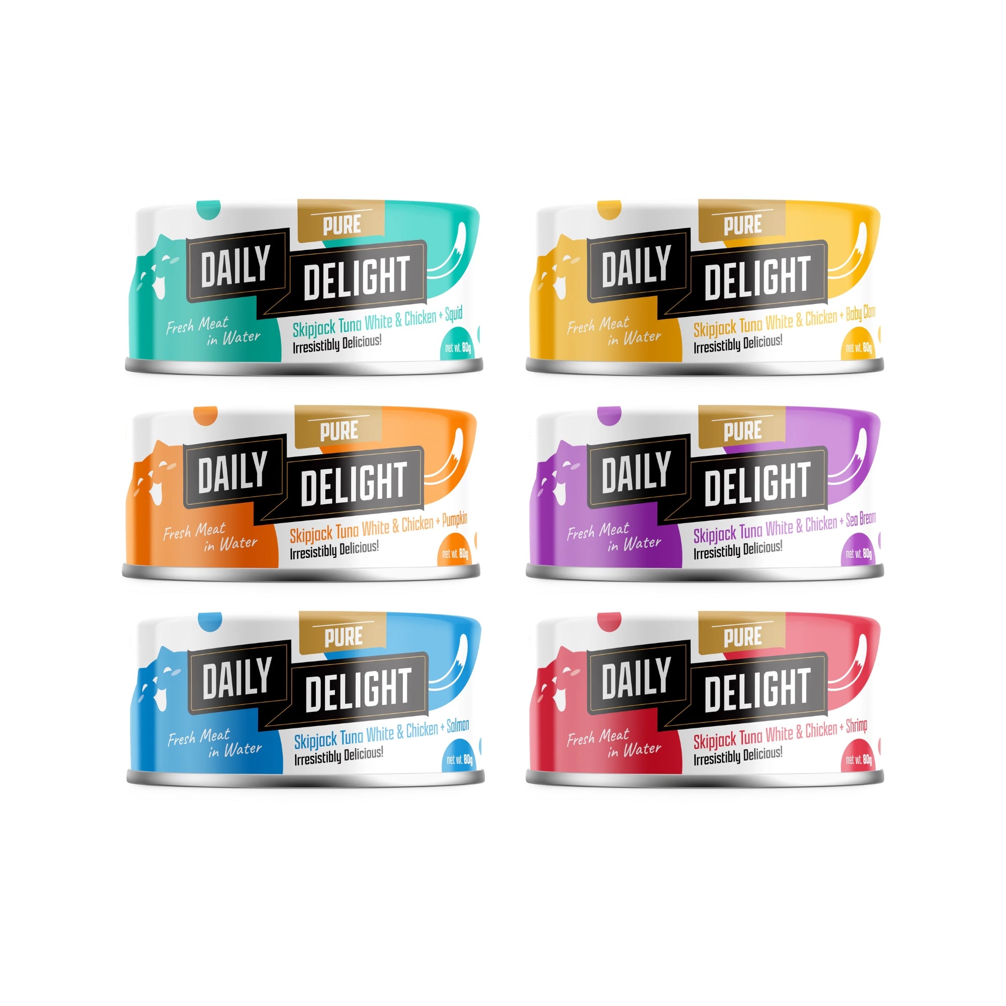 Daily Delight Canned Wet Food For Cats 80g (Pure Range) 24-Pack Cans