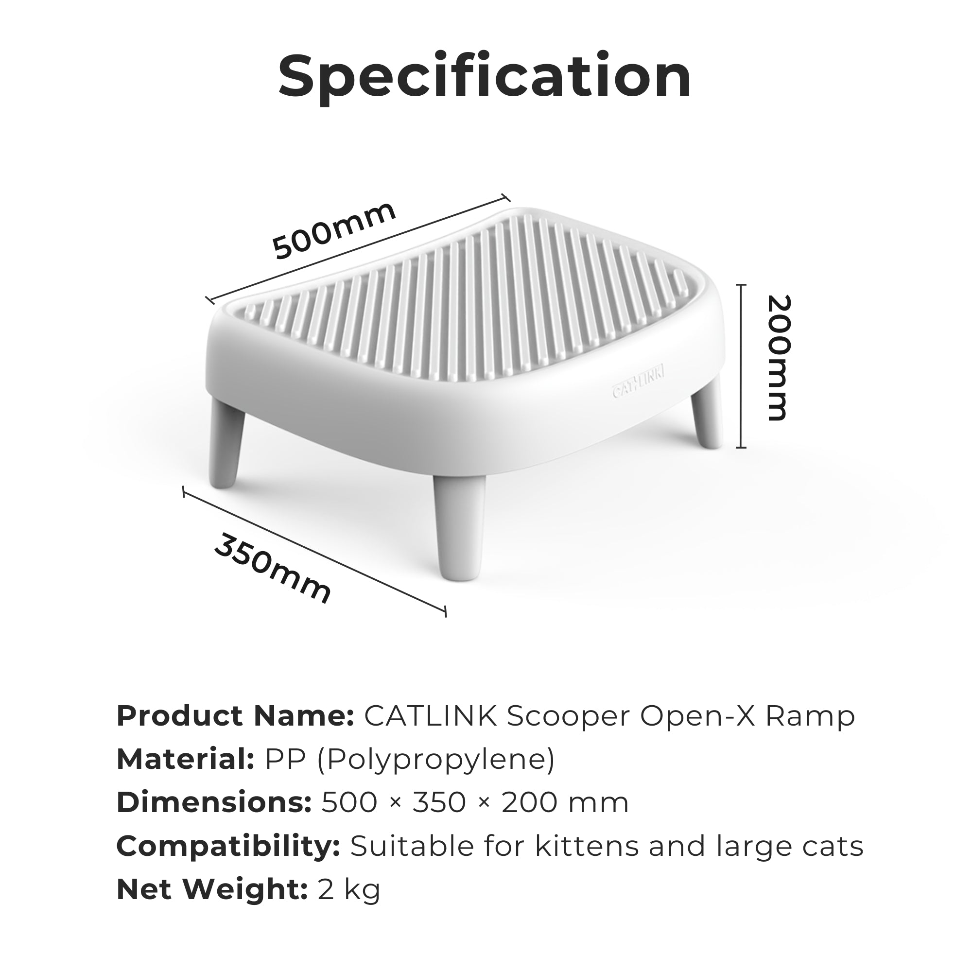 Catlink Scooper Open-X Ramp | Anti-Tracking Litter Box Step