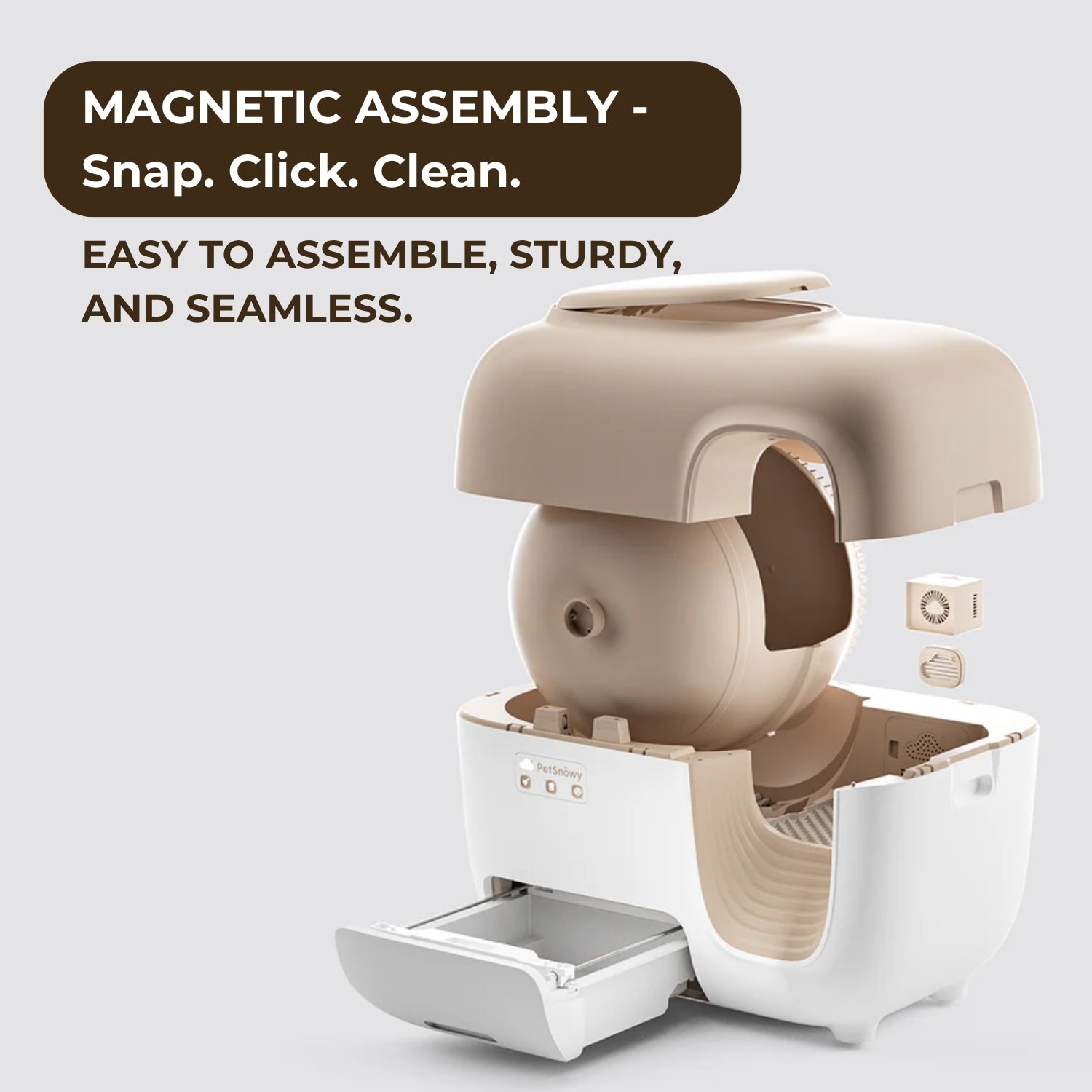 PetSnowy SNOW+ Self-Cleaning Cat Litter Box – Best Odor Control with Hands-Free Cleaning