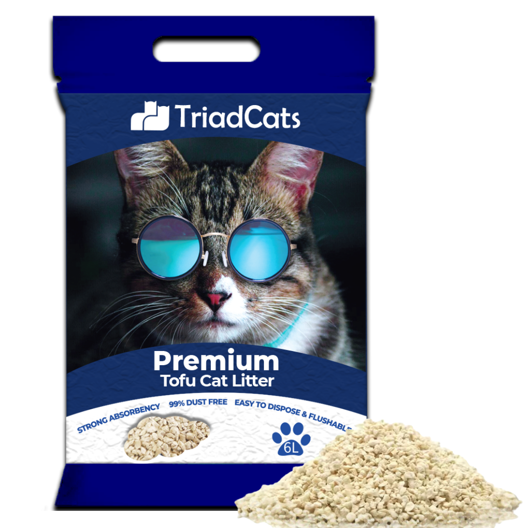 TriadCats Eco-Friendly Crushed Tofu Cat Litter (6L) – Natural, Plant-Based, with Advanced Blood Detector