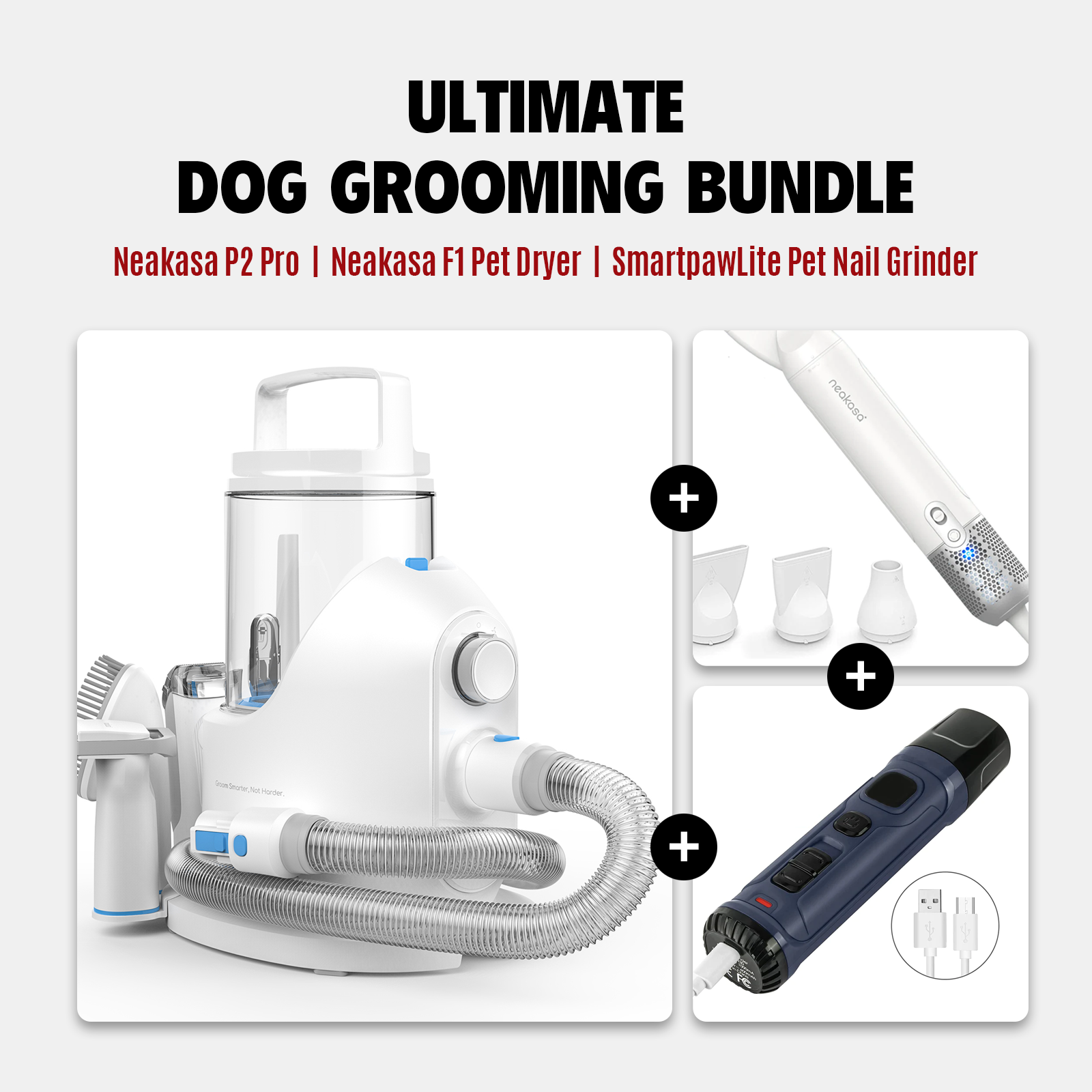 Ultimate Dog Grooming Bundle: Neakasa P2 Pro | Neakasa F1 Pet Dryer | SmartpawLite Pet Nail Grinder