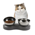 ELSPET Adjustable Stainless Steel Double Cat Pet Bowls