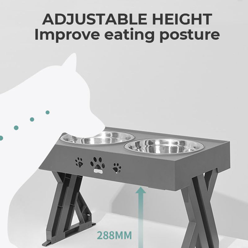 ELSPET Elevated Adjustable Pet Bowl - Adjustable Height to improve Pet's Eating Posture