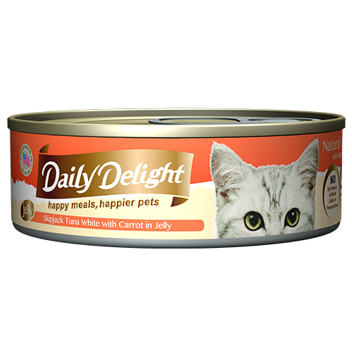 Daily Delight Canned Wet Food For Cats 80g (Jelly Range) - Skipjack Tuna White with Carrot in Jelly