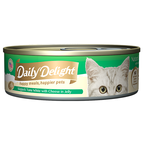 Daily Delight Canned Wet Food For Cats 80g (Jelly Range) - Skipjack Tuna White with Cheese in Jelly