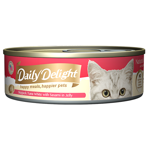 Daily Delight Canned Wet Food For Cats 80g (Jelly Range) - Skipjack Tuna White with Sasami in Jelly
