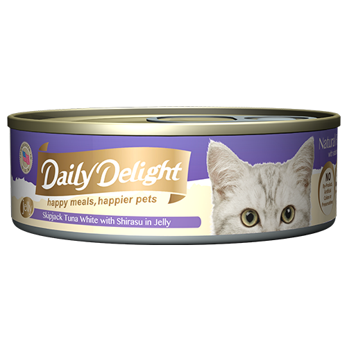 Daily Delight Canned Wet Food For Cats 80g (Jelly Range) - Skipjack Tuna White with Shirasu in Jelly