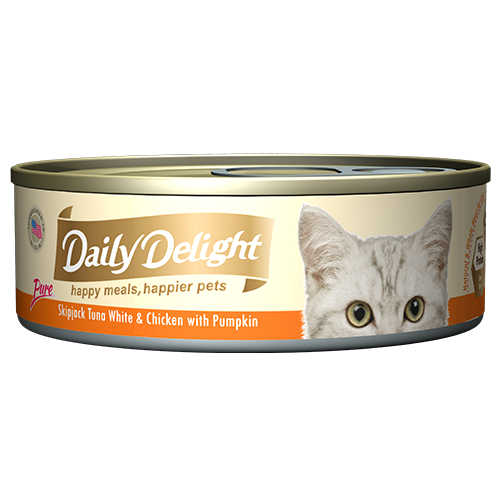 Daily Delight Canned Wet Food For Cats 80g (Pure Range) - Skipjack Tuna White and Chicken with Pumpkin