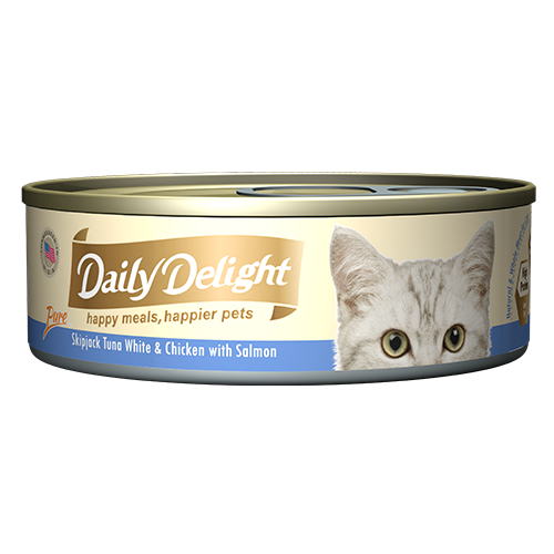 Daily Delight Canned Wet Food For Cats 80g (Pure Range) - Skipjack Tuna White and Chicken with Salmon