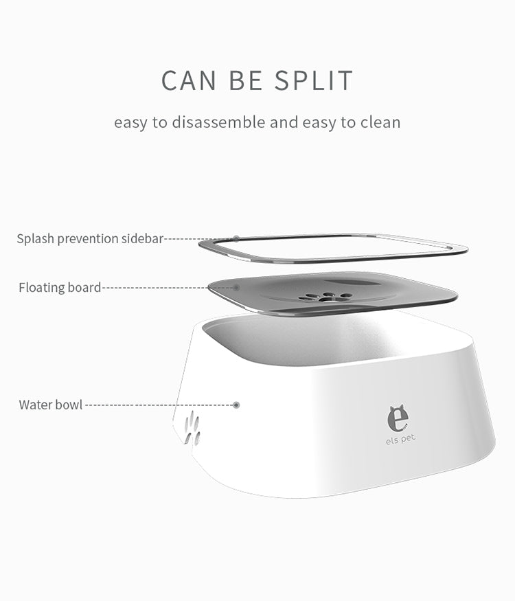 ELSPET No Splash Pet Water Pet Bowl - Easy to disassemble and Clean