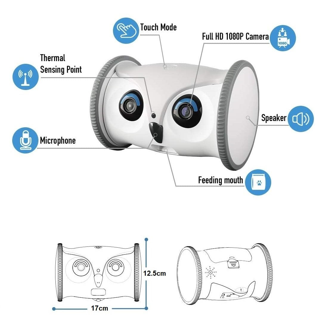 Skymee Owl Robot Pet Camera & Pet Treats Dispenser - Functions available